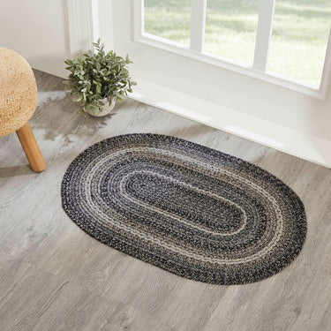 Sawyer Mill Black White Jute Braided Oval Rug with Rug Pad 2x3' VHC Brands - The Fox Decor